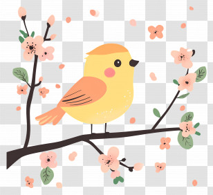 Birdsong - Yellow Bird On A Branch Transparent PNG