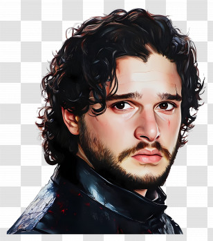 Kit Harington - Digital Portrait Of A Man With Curly Hair Transparent PNG