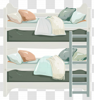 Bunk Beds - Cozy Bunk Beds With Pillows And Blankets Transparent PNG