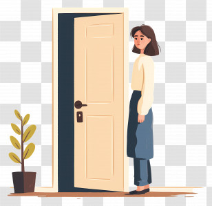 Open The Door - Woman Standing At Open Door Transparent PNG