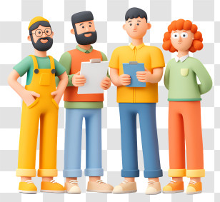 Developer Team Working Together - Colorful Cartoon Group Of Characters Transparent PNG
