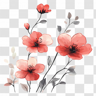 Flower Banner - Elegant Pink Flowers Illustration Transparent PNG
