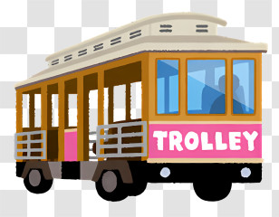 Bus - Vintage Public Trolley Car Art Transparent PNG