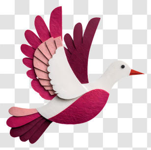 Bird - Pink And White Bird In Flight Transparent PNG