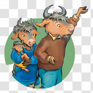 Gnu - Animal Family Cartoon Illustration Transparent PNG