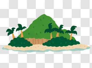 Icon - Tropical Island With Palm Trees Transparent PNG
