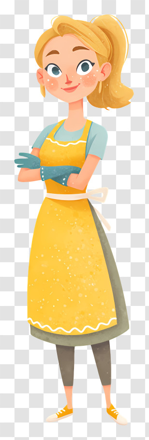 Cartoon Homewife - Woman In Yellow Apron Homemaker Illustration Transparent PNG