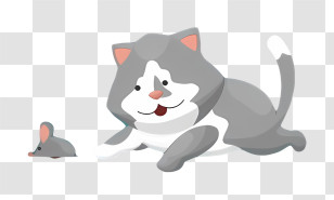 Black Cat - Playful Cartoon Cat And Mouse Transparent PNG