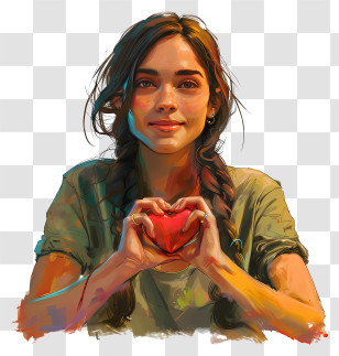 Heart - Girl Holding Heart With Love Transparent PNG