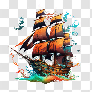 International Talk Like A Pirate Day
 - Vibrant And Colorful Sailing Ship Transparent PNG