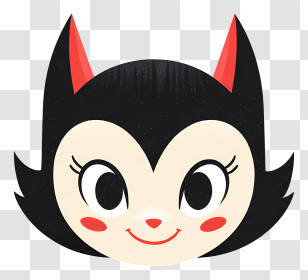 Kuromi Face - Cute Cartoon Face With Red Cheeks Transparent PNG