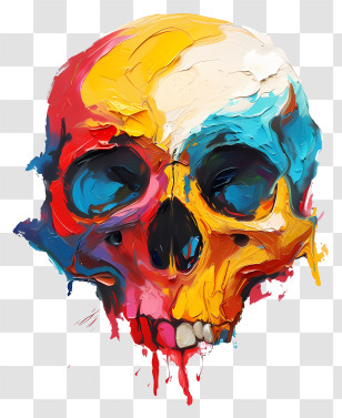 Death Skull - Vibrant Skull Abstract Painting Transparent PNG