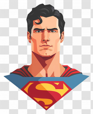 Superman Head - Superhero Cartoon Illustration In Bold Style Transparent PNG