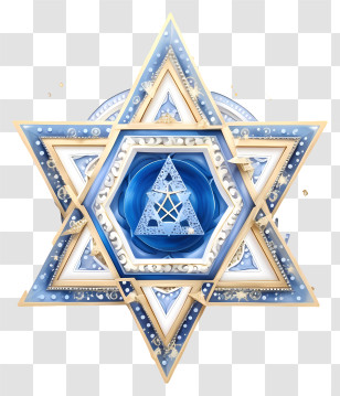 Star Of David - Geometric Star Ornament With Gold And Blue Patterns Transparent PNG