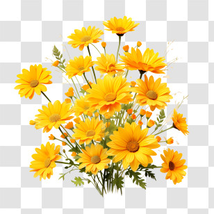 Yellow Flowers - Yellow Daisy Bouquet With Natural Vibes Transparent PNG
