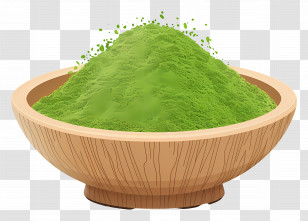Matcha Powder - Green Matcha Powder In Wooden Bowl Transparent PNG