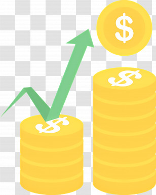 Growth Arrow - Illustration Of Stacked Golden Coins And Growth Transparent PNG