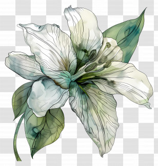 White Lily - White Lily Flower Illustration Transparent PNG