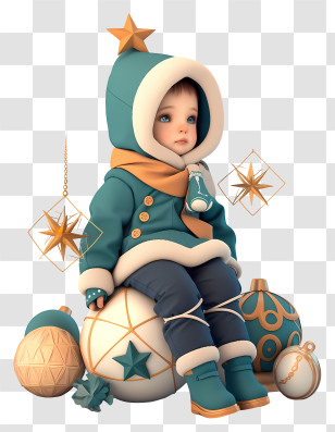 Christmas Baby Boy - Cute Winter Child Ornament Transparent PNG