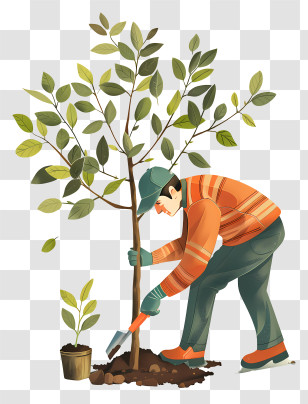 Arbor Day - Gardener Planting A Tree Transparent PNG