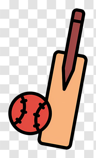 Cricket Icon - Cricket Bat And Ball Illustration Transparent PNG