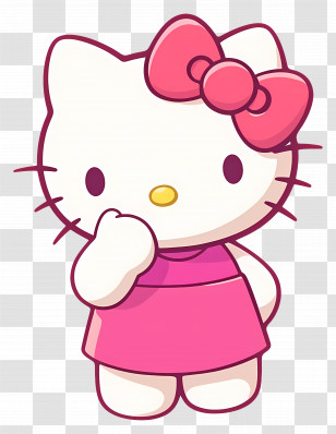 Hello Kitty - Shy Hello Kitty Cartoon In Pink Outfit Transparent PNG