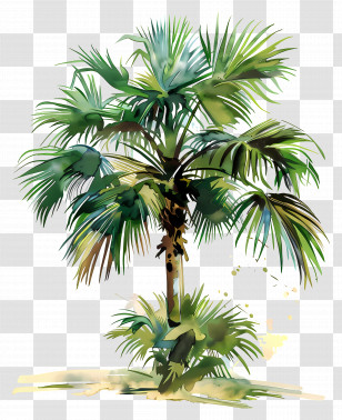Palm Tree - Watercolor Painting Of A Palm Tree Transparent PNG