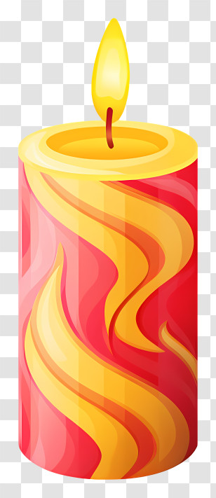 Burning Candle - Red Candle With Flame-Pattern Design Transparent PNG