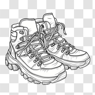 Sketch Sneakers - Detailed Illustration Of Hiking Boots Transparent PNG