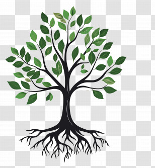 Tree With Roots - Tree With Roots And Leaves Transparent PNG