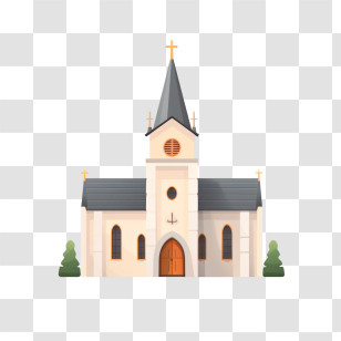 Church - Beautiful Church With Steeple And Cross Transparent PNG