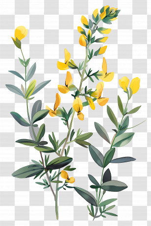 Cytisus Wolgaricus Flower - Yellow Flowering Botanical Illustration Transparent PNG