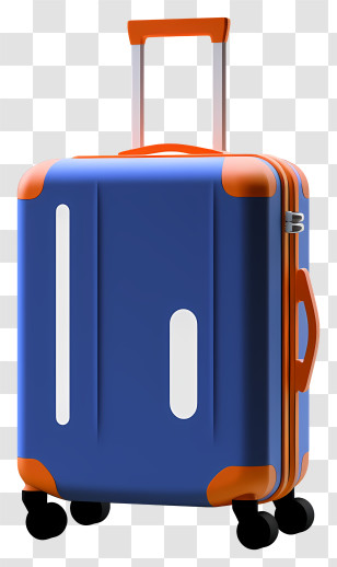 Blue Suitcase - Stylish Blue Suitcase With Orange Corners And Wheels Transparent PNG