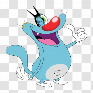 Oggy And The Cockroaches - Winking Cartoon Blue Cat With Red Nose Transparent PNG