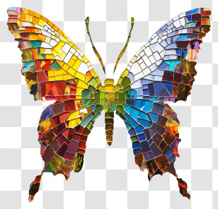 Learn About Butterflies Day - Colorful Mosaic Butterfly Design Transparent PNG