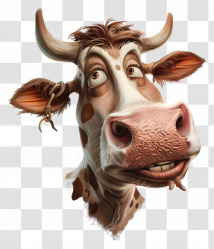 Cow Head - Cartoon Cow With A Funny Expression Transparent PNG