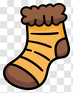 Brown Striped Sock - Cartoon Yellow Sock Transparent PNG