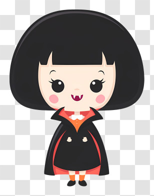 Kawaii Halloween Vampire - Cute Vampire Girl With Cape Transparent PNG