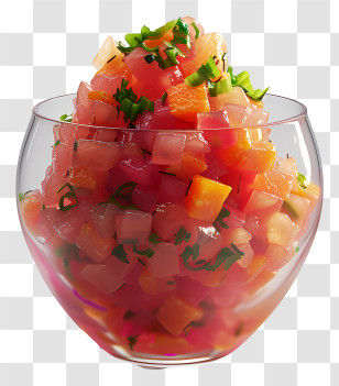 Steak Tartare - Refreshing Fruit Salad In A Glass Bowl Transparent PNG