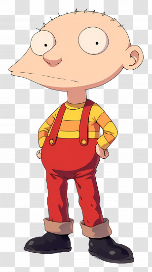 Stewie Griffin - Funny Cartoon Character With Red Outfit Transparent PNG