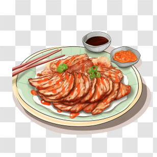Korean Food
 - Grilled Meat With Dipping Sauce Transparent PNG