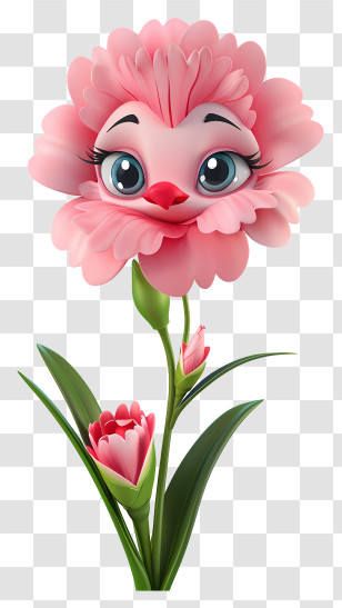 3d Cartoon Flowers - Smiling Pink Flower Cartoon Transparent PNG