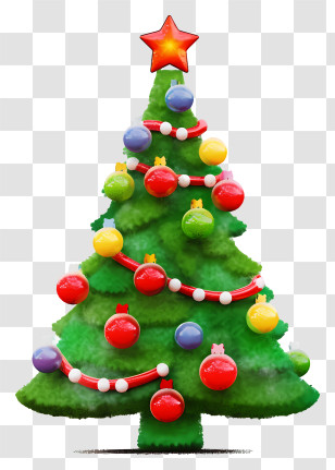 Christmas Tree - Colorful Christmas Tree With Ornaments Transparent PNG