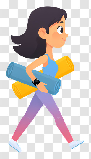 Running Girl - Woman With Yoga Mats Illustration Transparent PNG