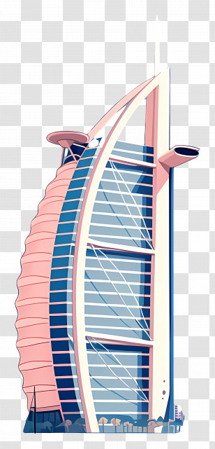 Burj Al Arab - Modern Architectural Building Illustration Transparent PNG