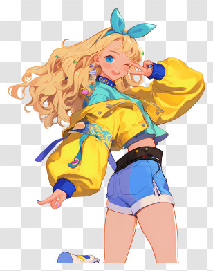 Girl Looking Back - Cheerful Girl In Yellow Jacket Transparent PNG