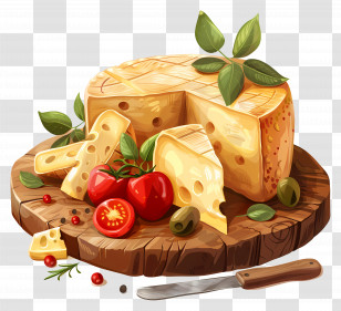 Cheese - Cheese Board With Tomatoes And Olives Transparent PNG