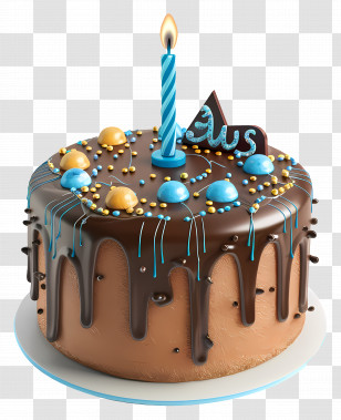 3d Birthday Cake - Chocolate Birthday Cake With Candle Transparent PNG