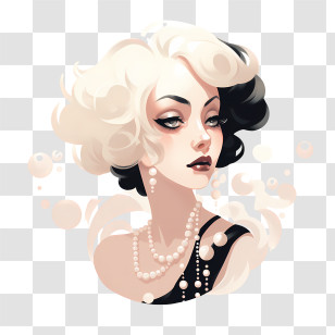 Wear Your Pearls Day - Elegant Vintage Woman Illustration Transparent PNG