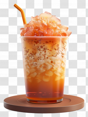 Thai Tea - Refreshing Iced Drink With Straw Transparent PNG